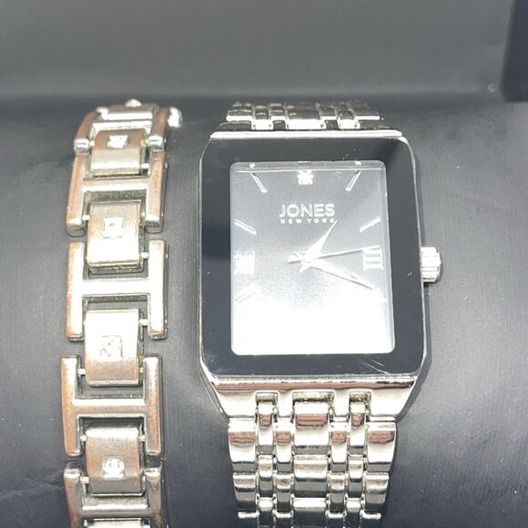 Jones NY Stainless Steel Men's Watch Bracelet (2 Piece Set)Sleek Stylish Fashion - Picture 15 of 16